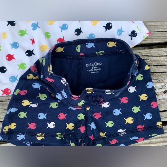 18-24m Girls BABY GAP Fish Pattern Mix Match Set Tunic Tank Top Knit Shorts - Picture 4 of 7